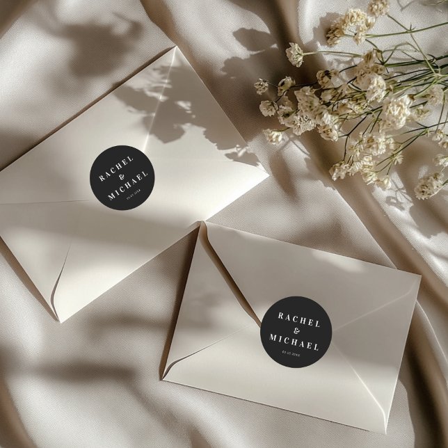 Bold  Black Wedding Classic Round Sticker (Bold Black Wedding Classic Round Sticker)