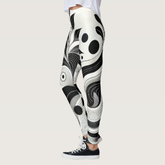 Bold Black & White Abstract Women's Gym  Leggings