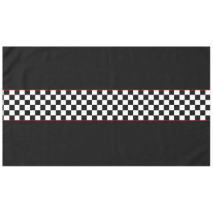 Bold Black White Chequered Racing Stripe Tablecloth