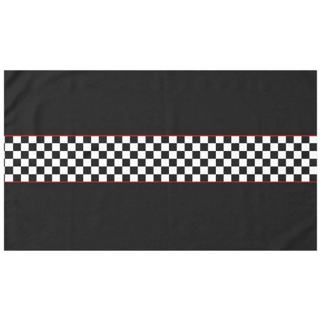 Bold Black White Chequered Racing Stripe Tablecloth (Front (Horizontal))