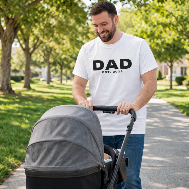 Bold Black White Dad Established T-Shirt (Creator Uploaded)