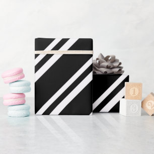 Bold Black & White Diagonal Stripes Modern Wrapping Paper