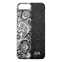 Bold Black White Floral Design iPhone Case