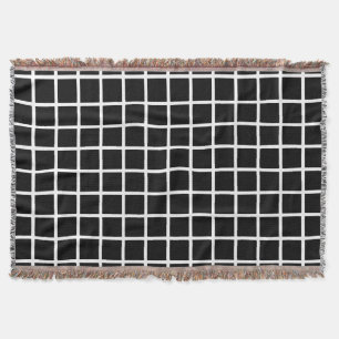 Bold Black & White Grid Pattern Throw Blanket