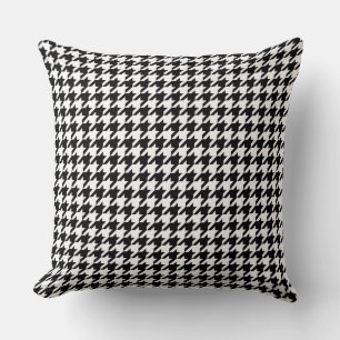 Bold Black White Large Houndstooth Throw Pillow