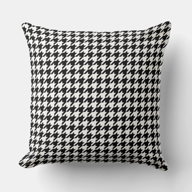 Bold Black White Large Houndstooth Throw Pillow (Front)