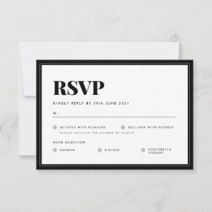 Bold Black White Minimalist Typography Wedding  RSVP Card