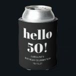 Bold Black White Modern Chic 50th Birthday Party Can Cooler<br><div class="desc">Bold Typography Modern Chic 50th Birthday Party Custom Can Cooler in Black. - all text is editable so this can be use for any age</div>