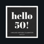 Bold Black White Modern Chic 50th Birthday Party Napkin<br><div class="desc">Bold Typography Modern Chic 50th Birthday Party Custom Can Cooler in Napkins - age is editable</div>