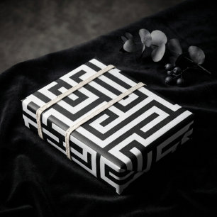 Bold Black & White Modern Geometric Luxury  Wrapping Paper