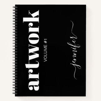 Bold Black White Personalized Sketchbook Your Name Notebook