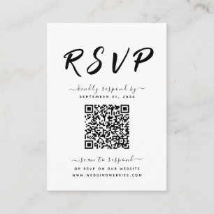 Bold Black & White QR Code Wedding RSVP Enclosure Card