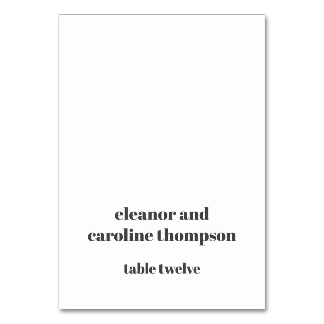 Bold Black White Retro Custom Wedding Place Card (Front)