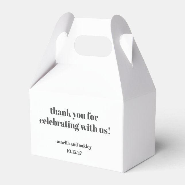 Bold Black White Retro Custom Wedding Thank You  Favor Box (Front Side)