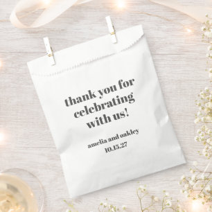 Bold Black White Retro Custom Wedding Thank You  Favour Bag