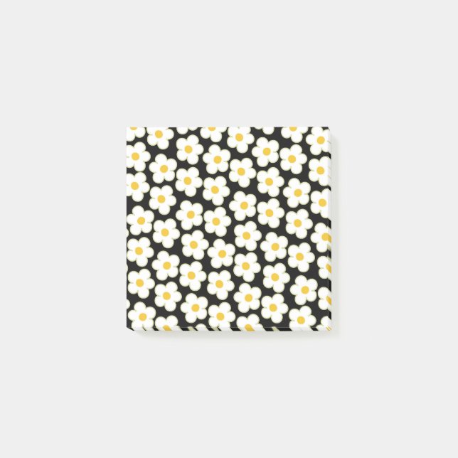 Bold Black & White Retro Flower Patterns Spring Post-it Notes (Front)