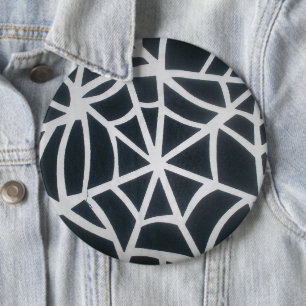 Bold Black & White Spider Web Geometric Pattern 6 Inch Round Button