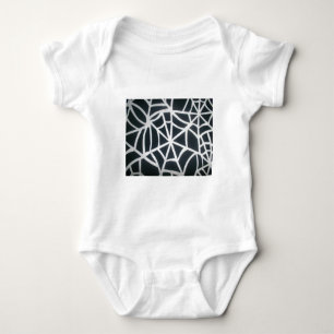 Bold Black & White Spider Web Geometric Pattern Baby Bodysuit