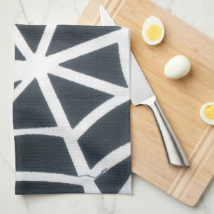 Bold Black & White Spider Web Geometric Pattern Kitchen Towel