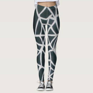 Bold Black & White Spider Web Geometric Pattern. Leggings