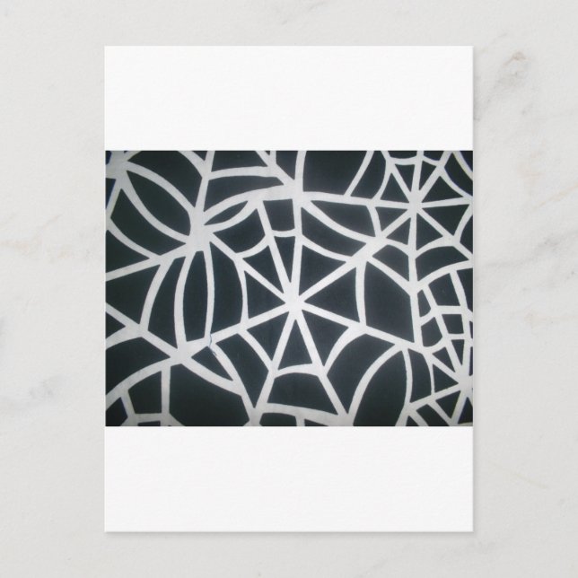Bold Black & White Spider Web Geometric Pattern Postcard (Front)