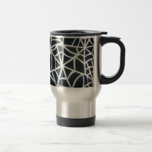 Bold Black & White Spider Web Geometric Pattern Travel Mug