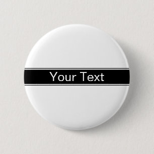 Bold Black & White Stripe Editable Text 2 Inch Round Button
