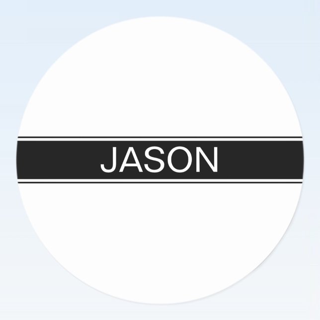 Bold Black & White Stripe Editable Text Classic Round Sticker (Creator Uploaded)