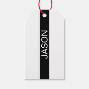 Bold Black & White Stripe Editable Text Gift Tags