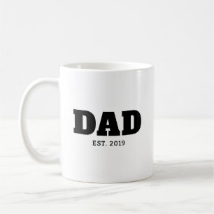 Bold Black & White Text Est Year Dad Coffee Mug