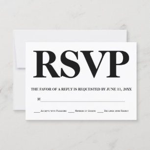 Bold black, white typography stripes wedding RSVP