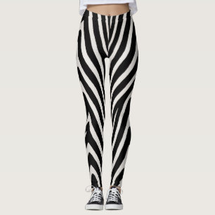 🖤 Bold Black White Zebra Modern Style 🖤 Leggings