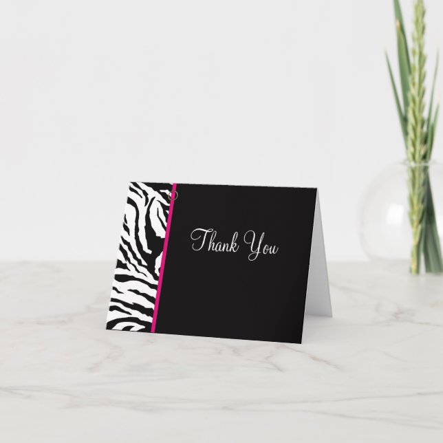 Bold Black & White Zebra Print Thank You Card (Front)