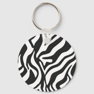 Bold Black White Zebra Stripe Wild Animal Pattern Keychain