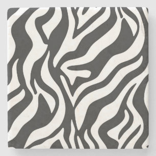 Bold Black White Zebra Stripe Wild Animal Pattern Stone Coaster