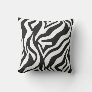 Bold Black White Zebra Stripe Wild Animal Pattern Throw Pillow