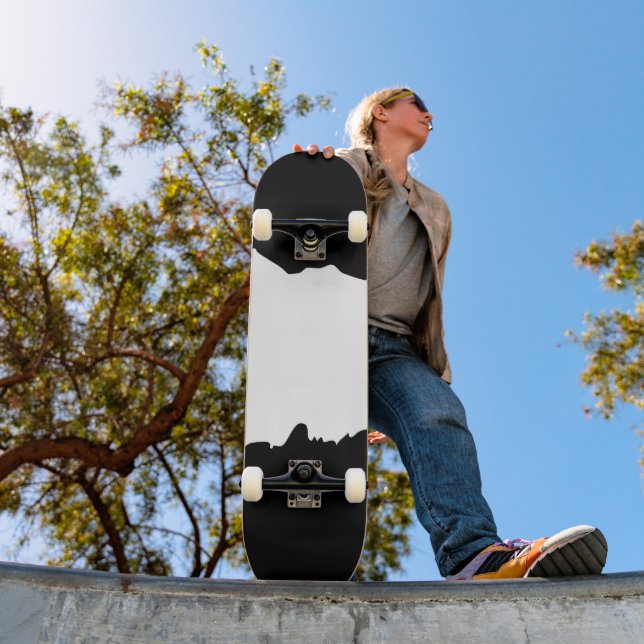 Bold Black with Classic White Unique Stylish Skateboard (Outdoor 1)