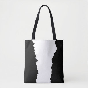 Bold Black with Classic White Unique Stylish Tote Bag