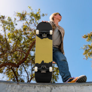 Bold Black with Metallic Gold Unique Stylish Skateboard