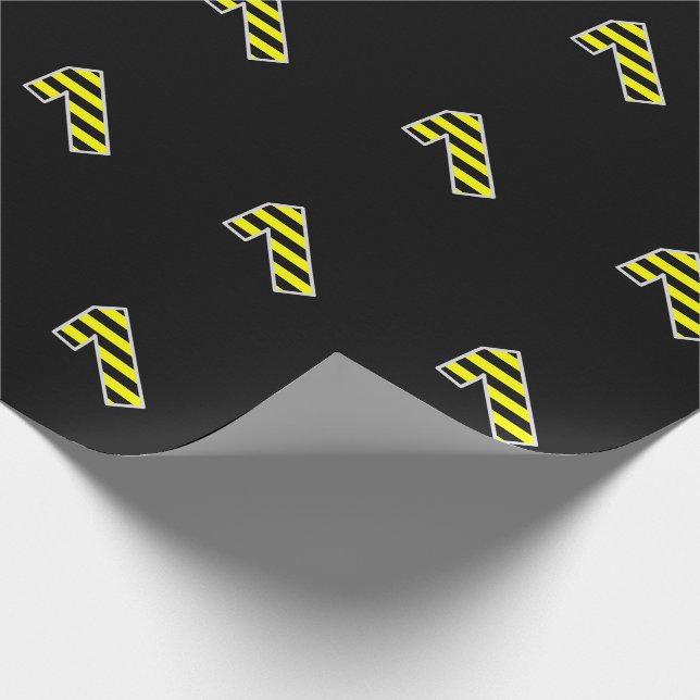 Bold, Black & Yellow Stripes 1 Event # (Birthday) Wrapping Paper (Corner)