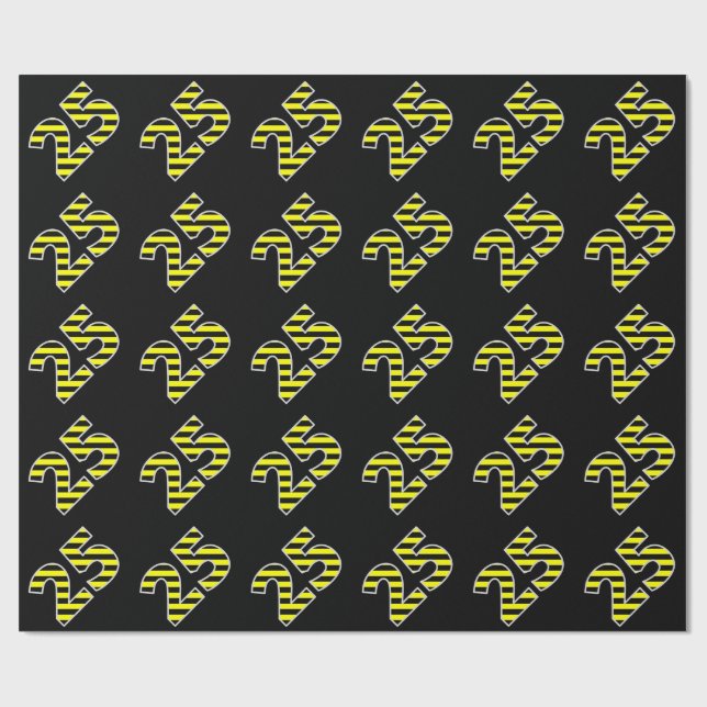 Bold, Black & Yellow Stripes 25 Event # (Birthday) Wrapping Paper (Flat)