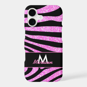 BOLD BLACK ZEBRA STRIPES NAME TEAL GLITTER