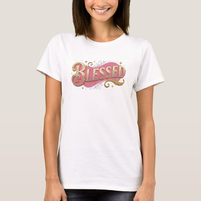 Bold BLESSED 2D Artistic Motif T-Shirt (Front)