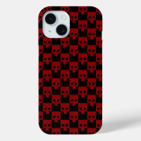 Bold Block Skull in Blood Red on Black