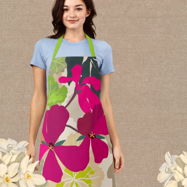 Bold Blooming Geraniums Florist Modern  Apron (Creator Uploaded)