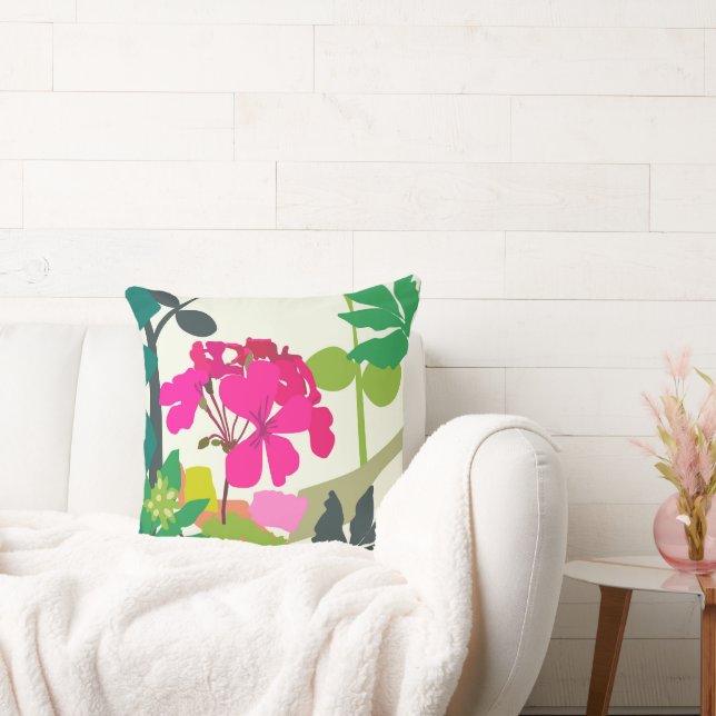 Bold Blooming Geraniums Florist Modern  Throw Pillow (Couch)
