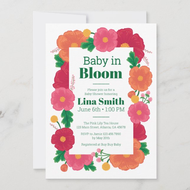 Bold Blooms Baby Shower Invitation (Front)