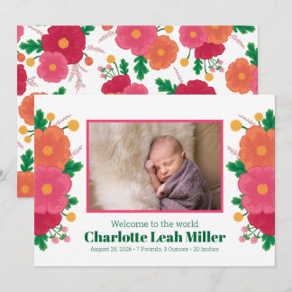Bold Blooms Birth Announcement