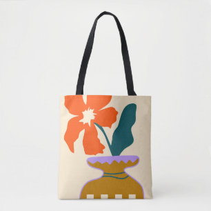 Bold Blooms in a Patterned Vase Tote Bag
