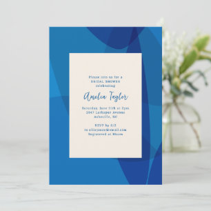 Bold Blue Abstract Geometric Modern Bridal Shower Invitation